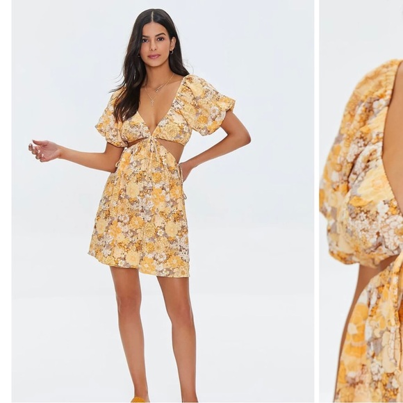 Forever 21 Yellow Floral Dress - Picture 4 of 5